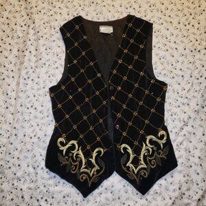 Vintage Ann Tijan For Kenar Abstract Beaded Vest Size XS Gustav Klimt Style